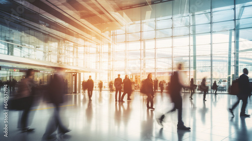 Business people walking in a corporate environment. 