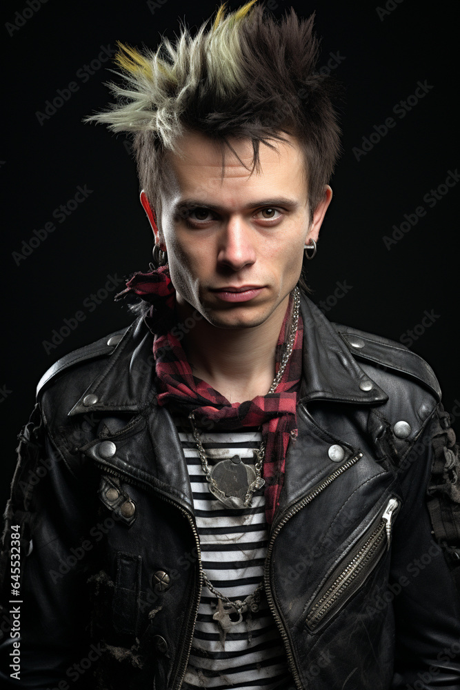 Portrait of a hard looking punk rocker. Portrait of a hard looking punk rocker.