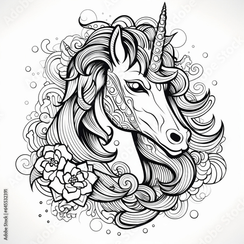 Unicorn horse head illustration