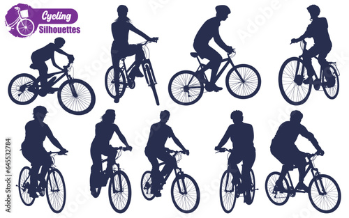 Bicyclist or Cycling Silhouettes Vector illustration