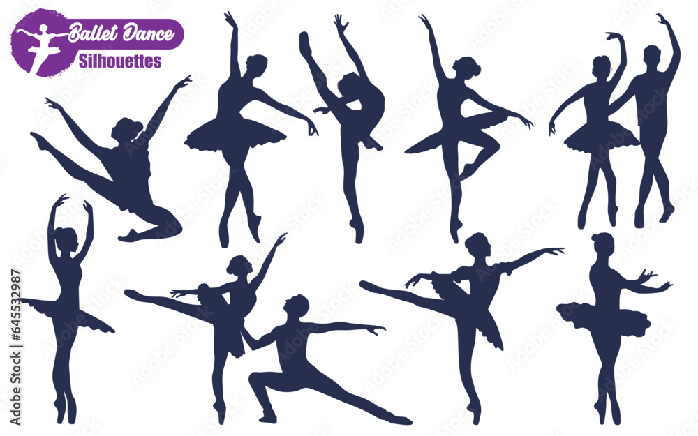 Ballet Dancing Silhouettes Vector illustration