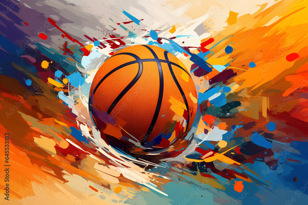 Basketball Paint Coloful Rainbow Splatter Background Basketball Paint Coloful Rainbow Splatter Background