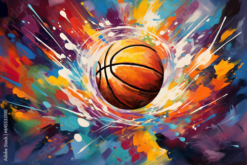 Basketball Paint Coloful Rainbow Splatter Background
