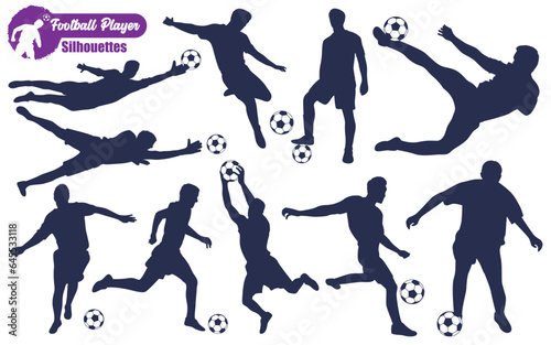 Male Football Player Silhouettes Vector illustration