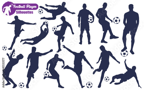 Male Football Player Silhouettes Vector illustration
