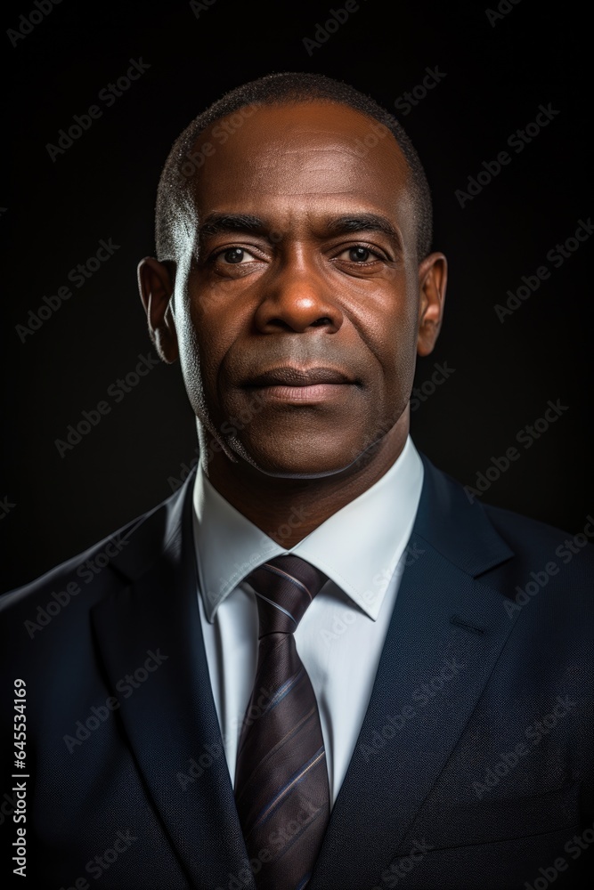 Smiling black executive at the office looking at the camera Smiling black executive at the office looking at the camera