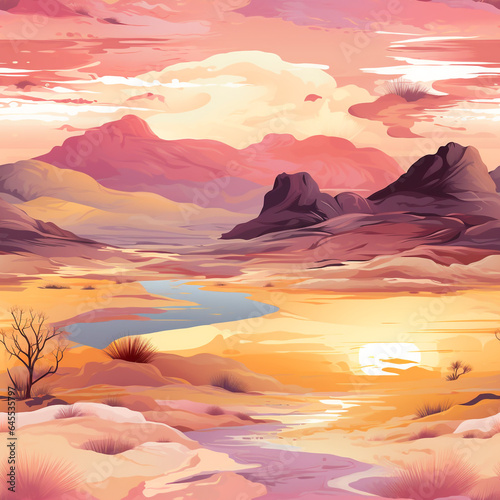 desert landscapes sunset hues seamless, pattern, texture, background