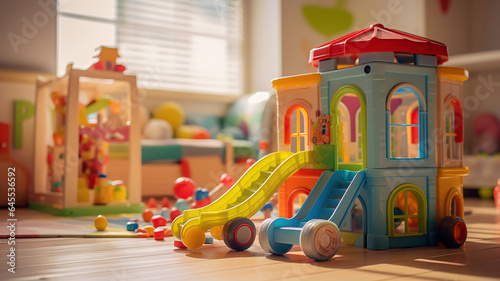 A lively playroom filled with colorful toys