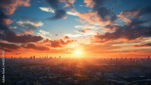 a stunning sunset over the urban landscape