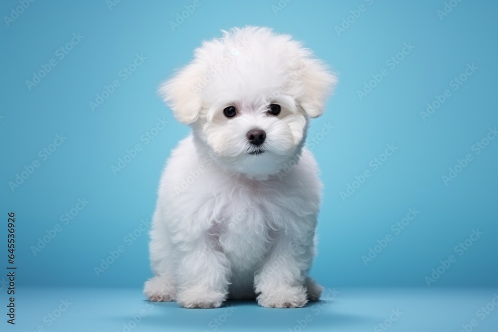 Generative AI : Cute little Bichon Frisé dog on white background in studio Generative AI : Cute little Bichon Frisé dog on white background in studio