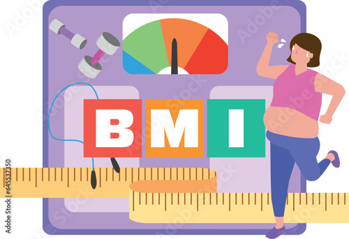 BMIの文字とダイエットする女性