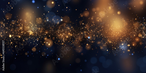 Abstract background with Dark blue and gold particle. New year  Christmas background with gold stars and sparkling.