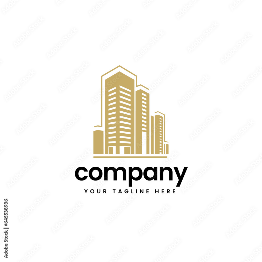 tower real estate building construction builders apartment house architecture skyline build business company minimalist logo