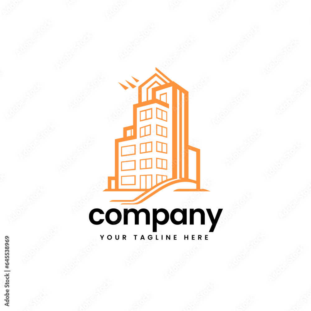abstract real estate building construction builders apartment house architecture skyline build business company minimalist logo