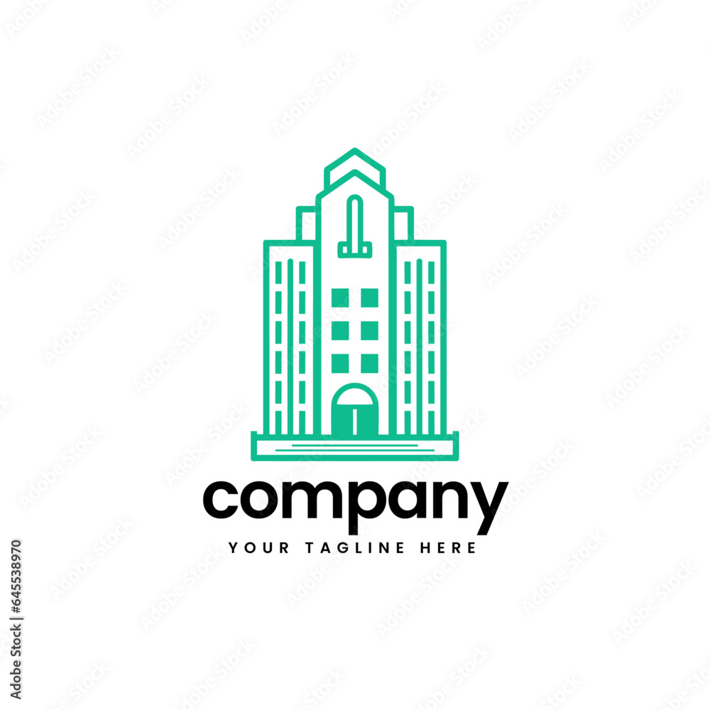 real estate building construction builders apartment house architecture skyline build business company minimalist logo