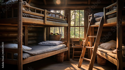 the charm of rustic wooden bunk beds in a cabin