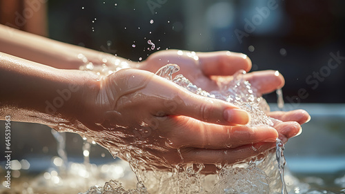 a close-up of hands being washed with soap and water
