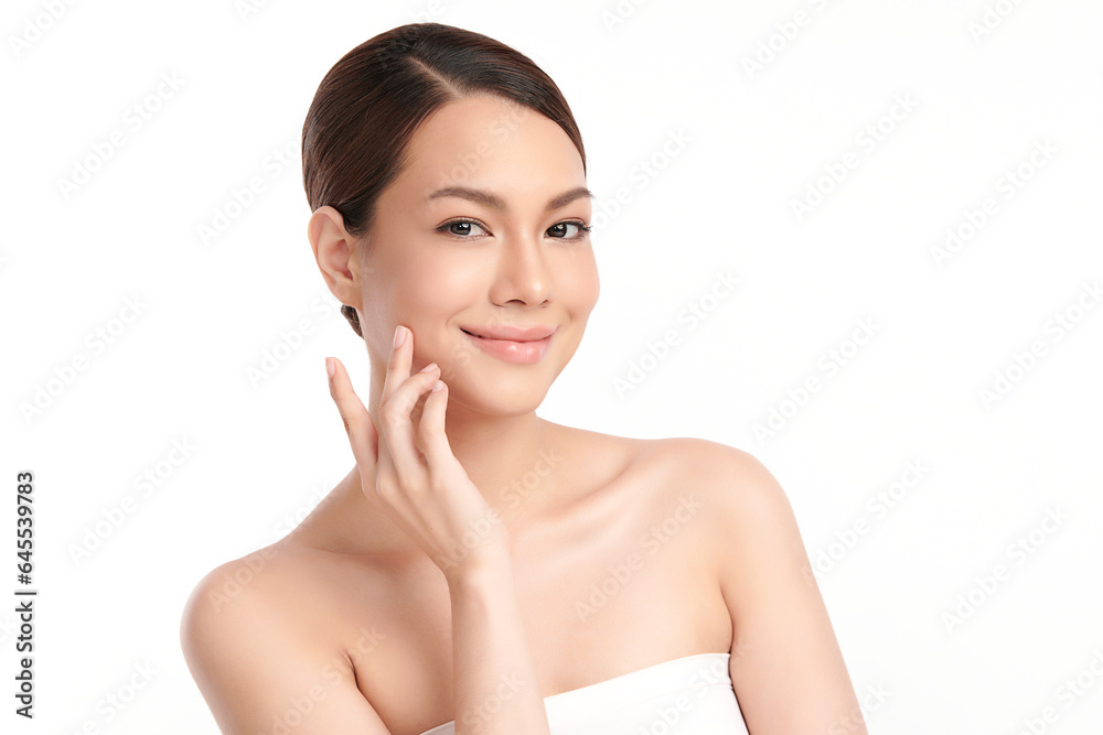 Beautiful young asian woman with clean fresh skin on white background, Face care, Facial treatment, Cosmetology, beauty and spa, Asian women portrait. Beautiful young asian woman with clean fresh skin on white background, Face care, Facial treatment, Cosmetology, beauty and spa, Asian women portrait.