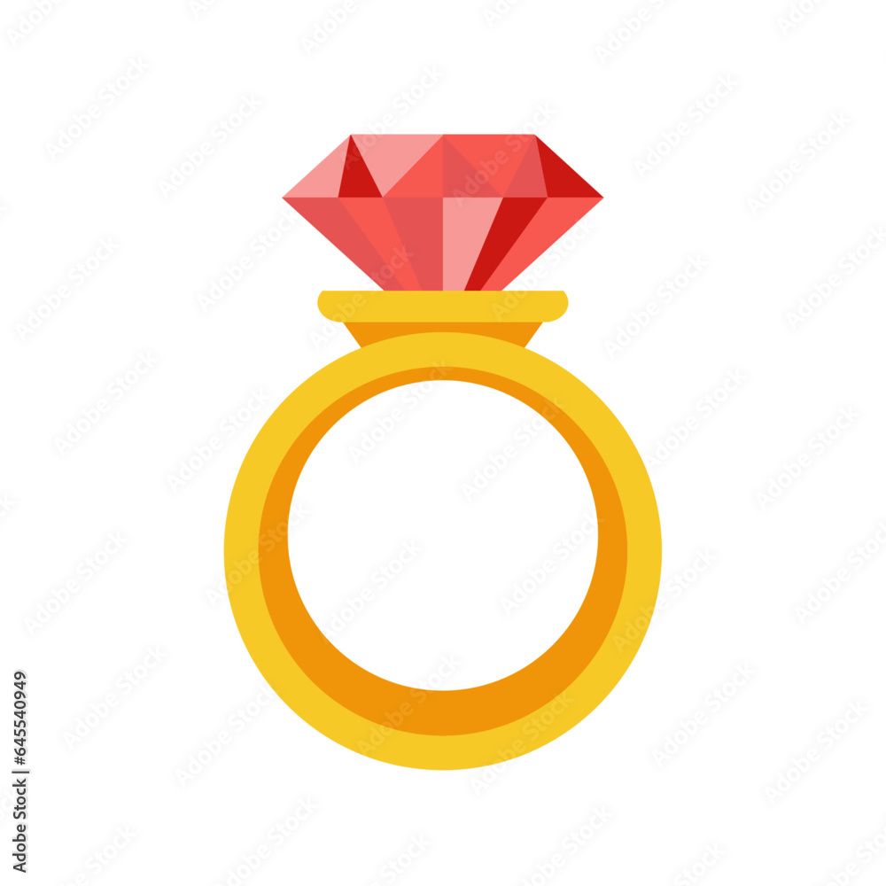 Vector gold ring with red gemstone diamond ruby symbol Vector gold ring with red gemstone diamond ruby symbol