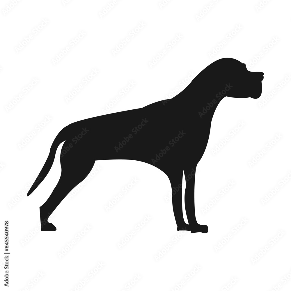 Vector greyhound silhouette. english big happy dog, vector icon