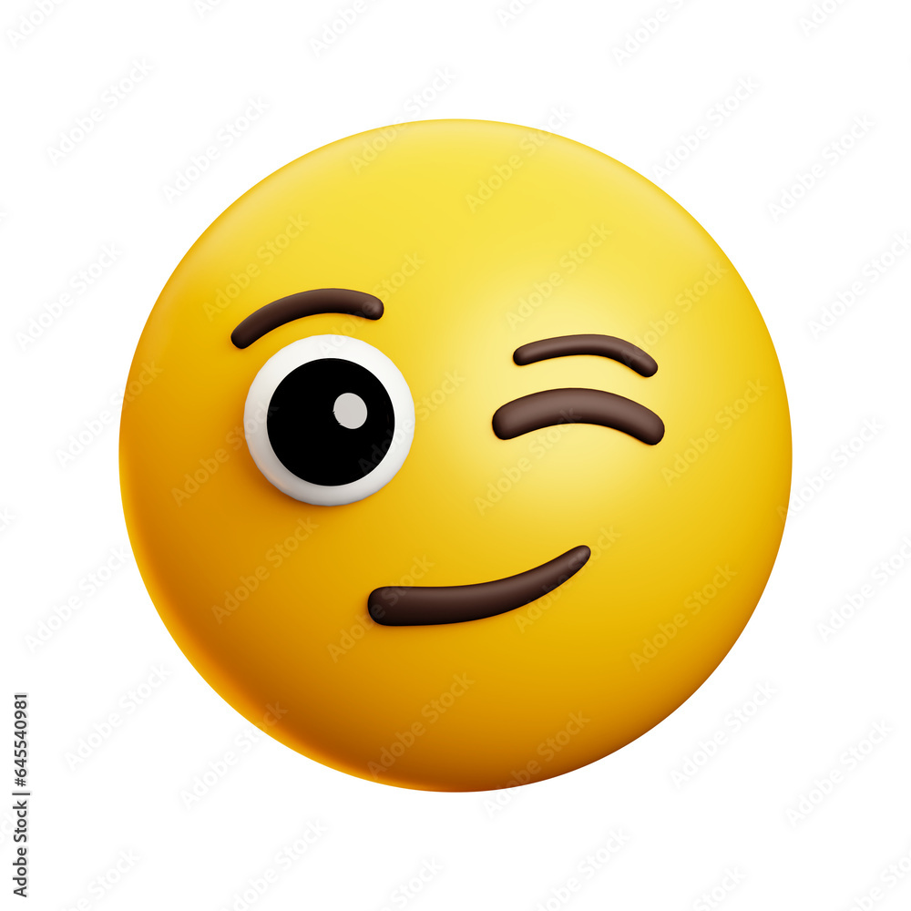 Fototapeta premium Winking face emoji, 3d style emoticon