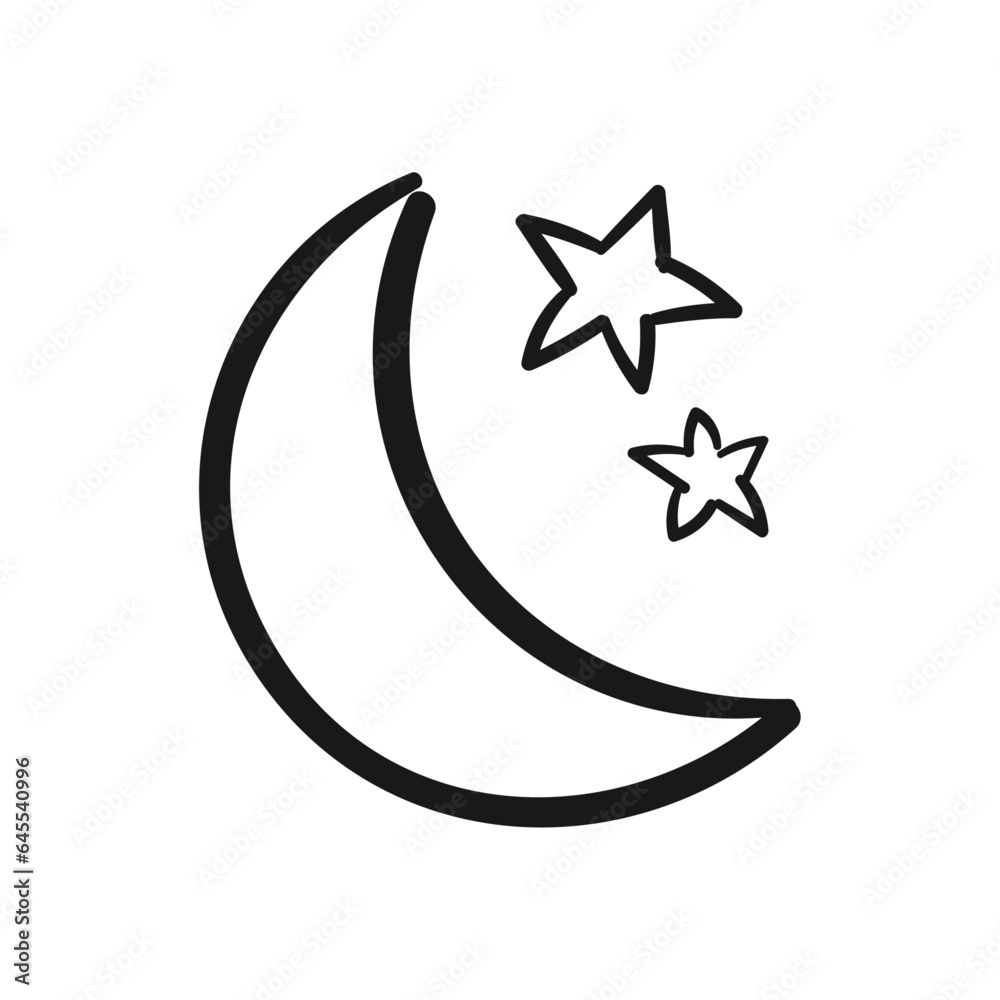 Vector moon and star hand drawn line clip art dream night outline cartoon doodle icon Vector moon and star hand drawn line clip art dream night outline cartoon doodle icon
