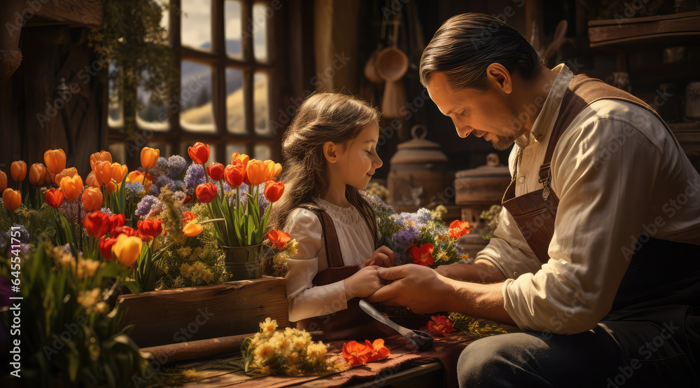father and daughter in gardening