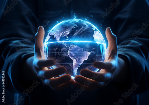 Earth planet hand global globe