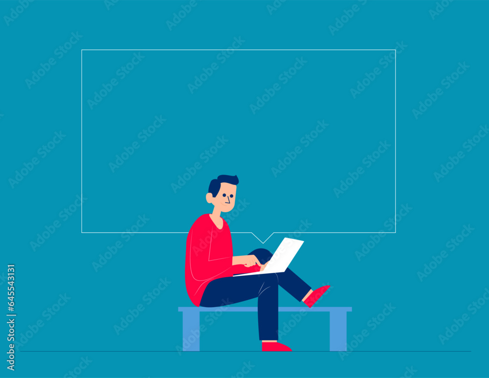 Person with website creator. Business vector illustration concept