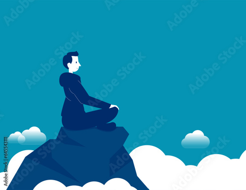 Person contemplating or thinking. Business vector illustration concept