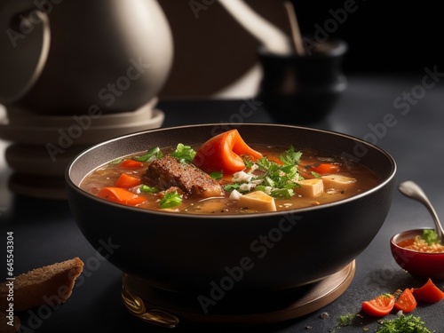 meat and vegetable soup dish