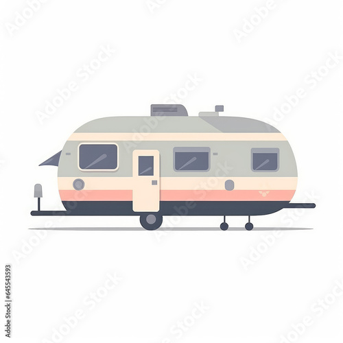 RV, recreational vehicle, 2D, simple, flat vector, cute cartoon, illustration, child-friendly, educational materials, whimsical graphics, charming design, lovable, playful