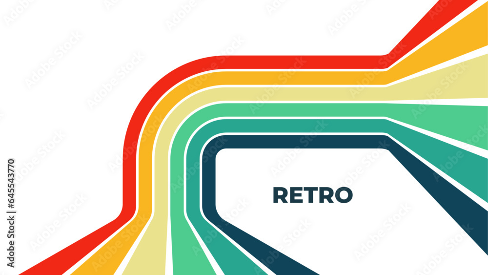1970s retro wavy line art. Groovy colorful abstract design for background, poster, banner