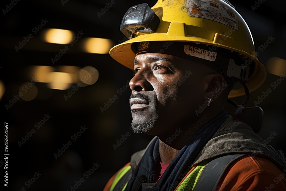 construction worker with copy space on right side construction worker with copy space on right side