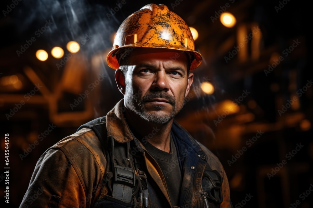 construction worker with copy space on right side construction worker with copy space on right side