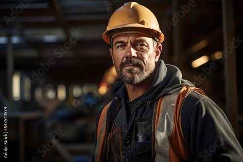 construction worker with copy space on right side