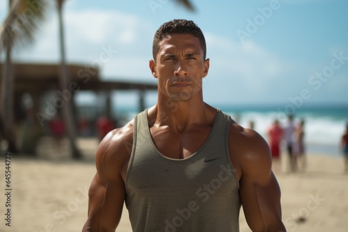 muscular man on the beach at daytime