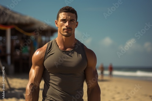 muscular man on the beach at daytime