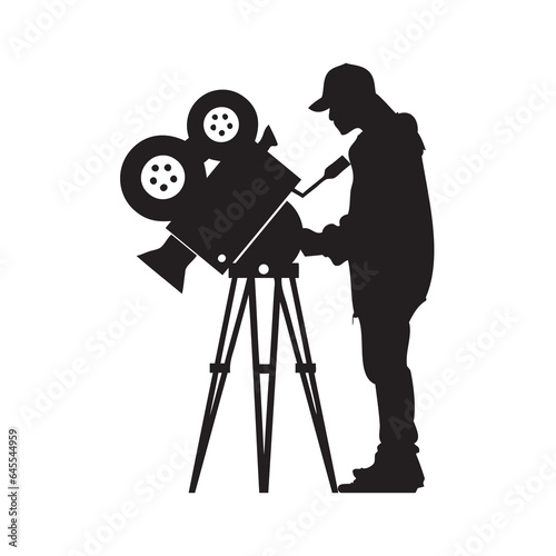 Cinematographer and movie camera