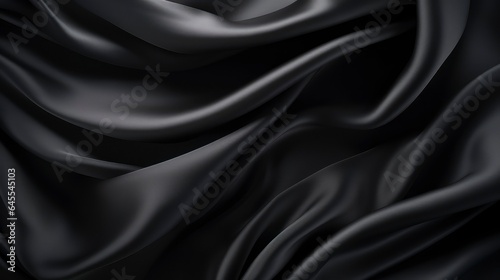 Black cloth waves background texture.