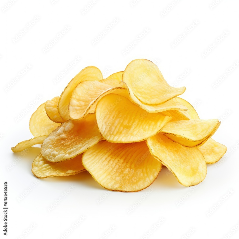 Potato chips isolated on white background. Potato chips isolated on white background.