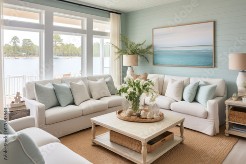 Serenity at the Shore: A Coastal Oasis with Beachy Hues and Driftwood Touches © aicandy