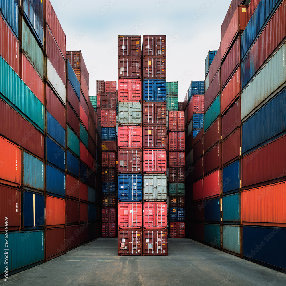 Fototapeta premium lot of shipping Container, Generative Ai