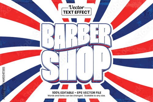 Editable text effect barbershop logo 3d vintage style premium vector