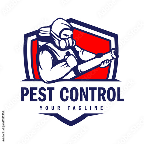 Hand-drawn pest control logo design vector illustration