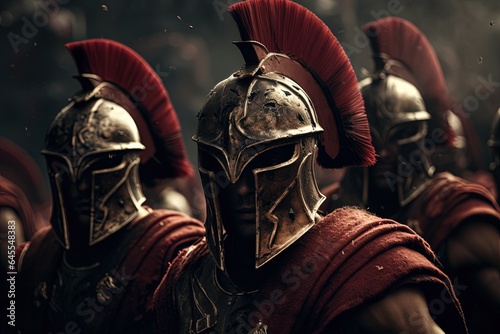 A legion of Spartan warriors in battle.