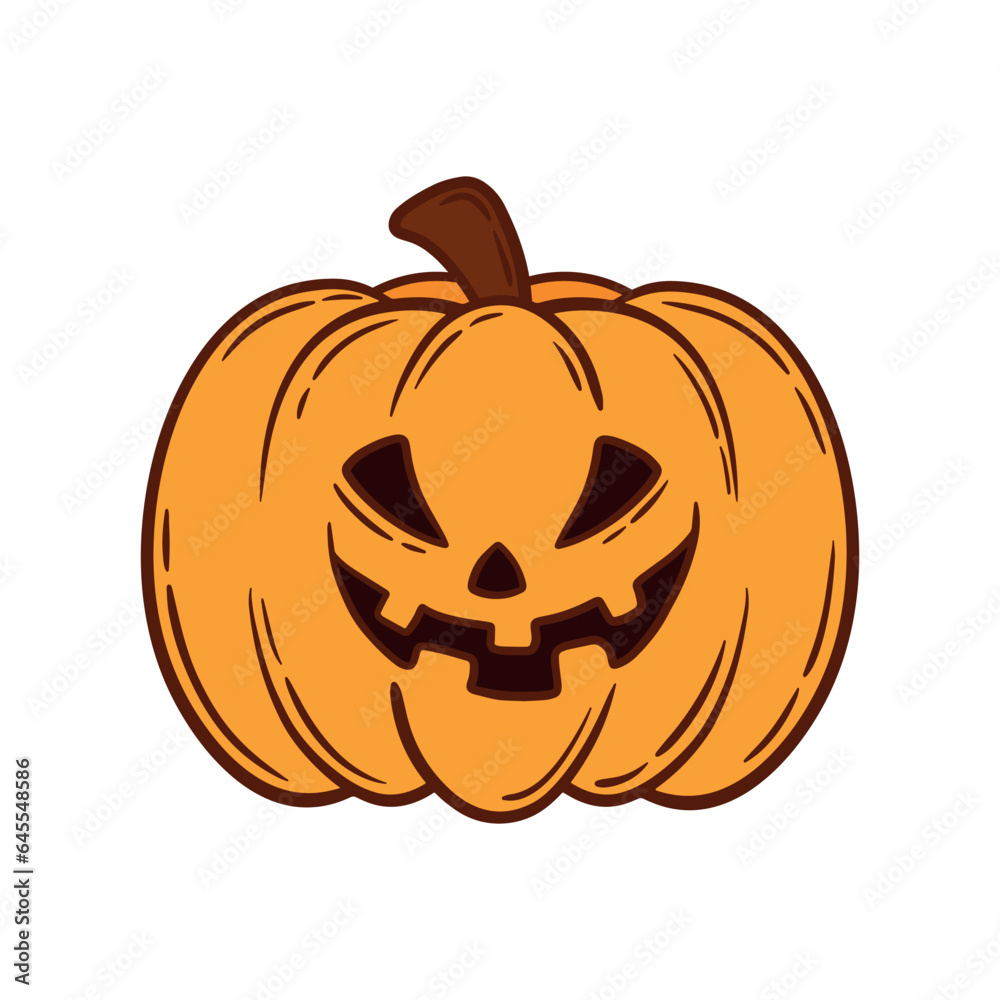 Fototapeta premium Hand drawn halloween pumpkin doodle vector illustration