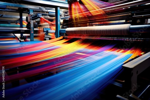A loom at work with vibrant colors.