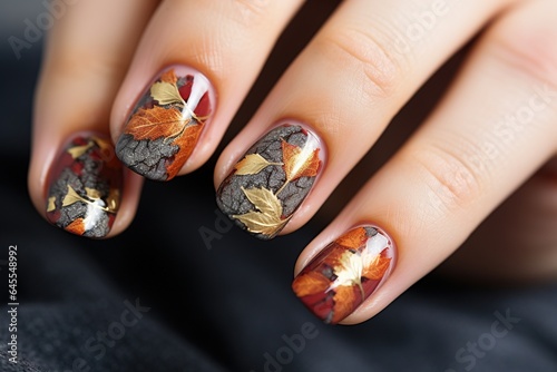 Autumn themed manicure.