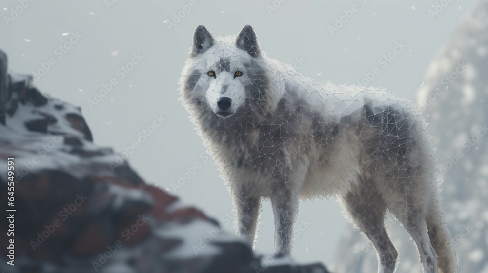Fototapeta premium A lone wolf with a gray coat Generative Ai